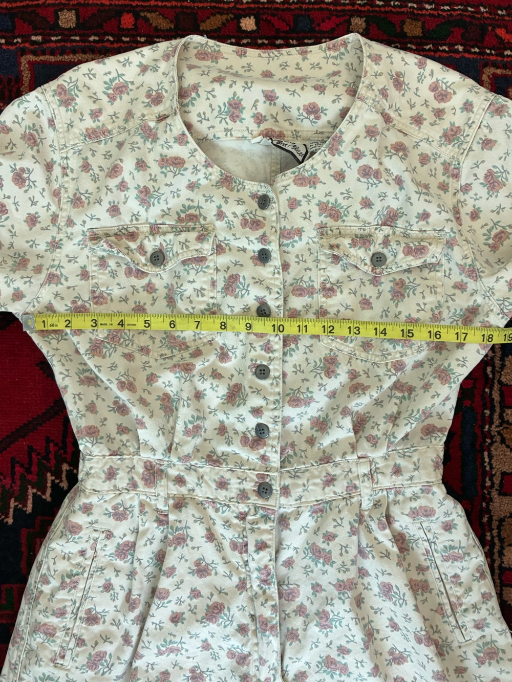 Vintage 90s Bill Blass Floral Jean Romper - Picture 4 of 10